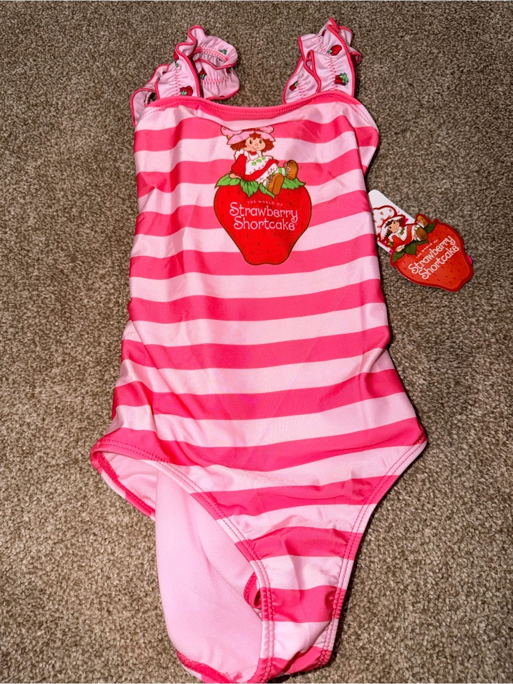 Strawberry Shortcake Pink Stripe Girls' One-Piece Swimwear